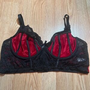 Red Velvet Black Lace Corset Bra Bustier‎ Plus Size 4XL